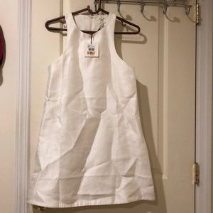 White mini linen dress